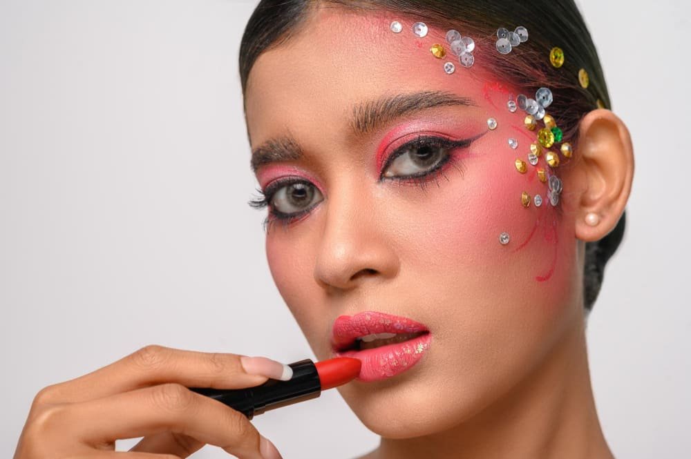Bridal Applying Lipstick