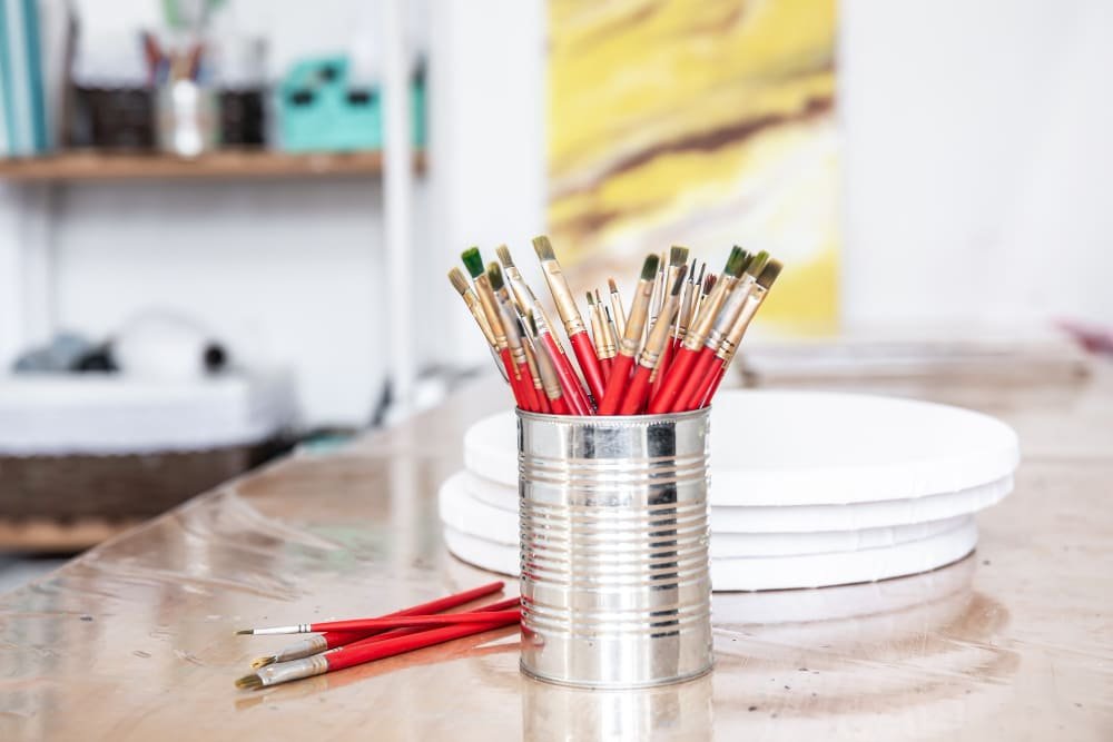 Repurposing Tea Tins for Brush Storage