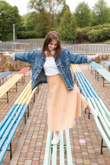 how to style denim jacket with skirts