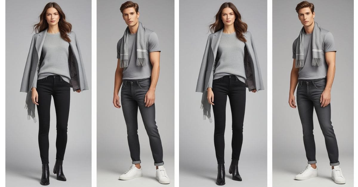 Pair Gray with Black and Medium Wash Jeans