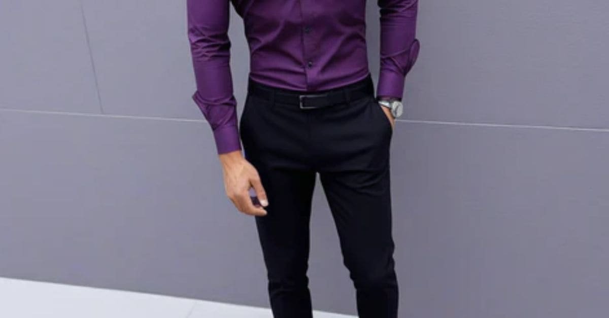 Purple Shirt with Black Pants
