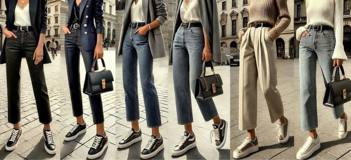 Straight-Leg Jeans and Sneakers