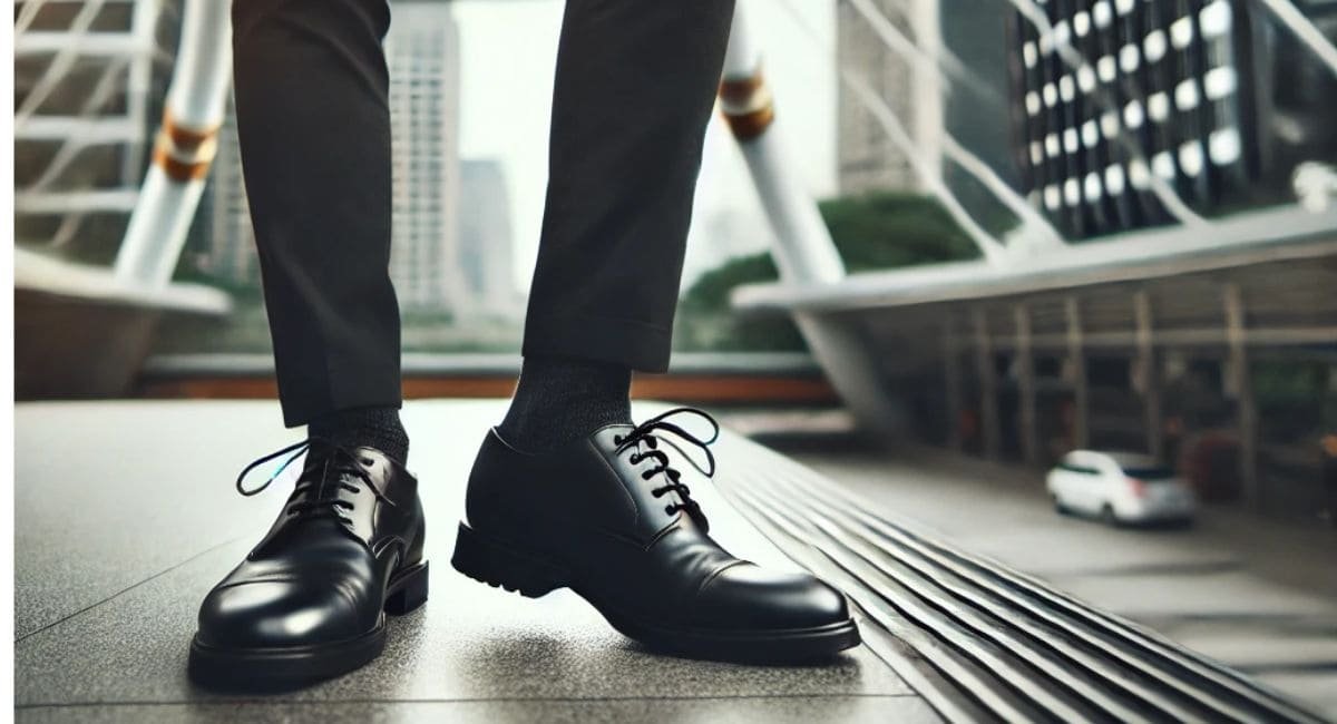Black Shoes with a Grey Suit 