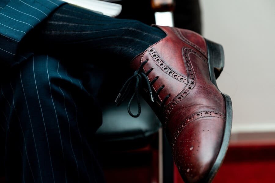 Burgundy Shoes with a Grey Suit 